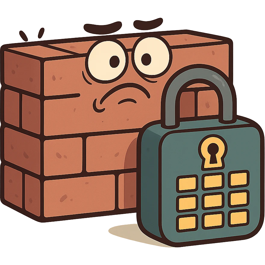 network firewall with digital lock emoji