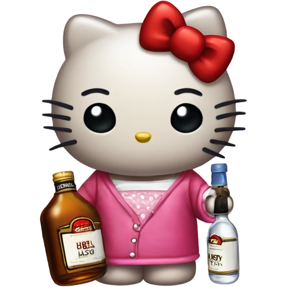 Hello kitty crying with tears holding Hennessy😭  emoji