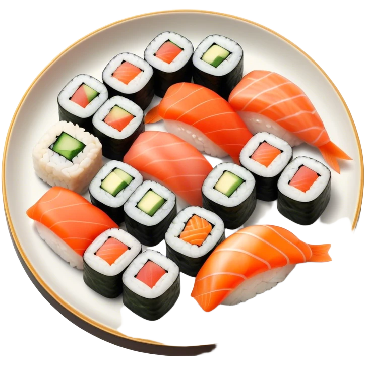 Sushi Cinematic Realistic Sushi Dish Emoji, depicted as one or two artfully arranged pieces of fresh sushi, rendered with delicate textures and subtle, natural lighting that highlights its refined simplicity. emoji