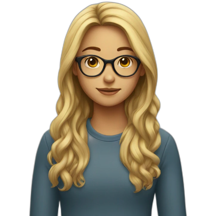 Girl with glasses and long hair, emoji