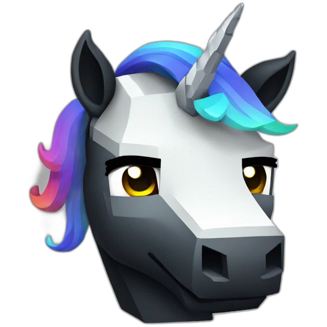Minecraft Rainbow Black Unicorn Head With Diamond Horn emoji