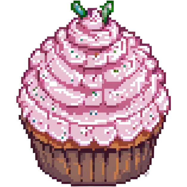 pixel art cupcake with pink icing emoji