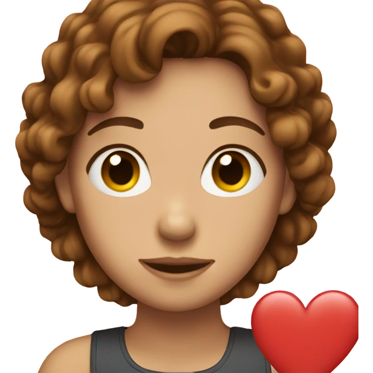 Heart with a female with brown hair emoji
