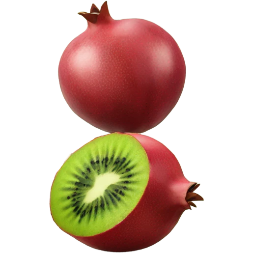 one kiwi and one pomegranate close to each other emoji