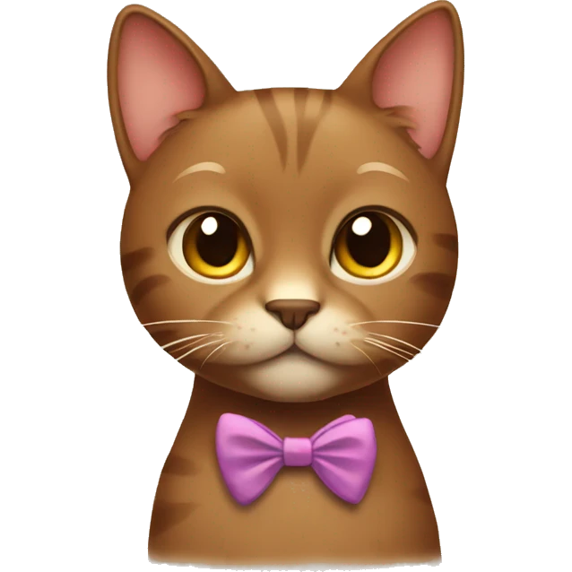 Brown cat wearing a bow  emoji