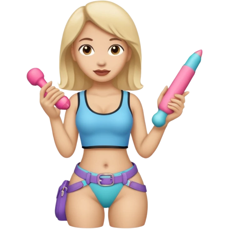 Strap on with dildo around waist female emoji