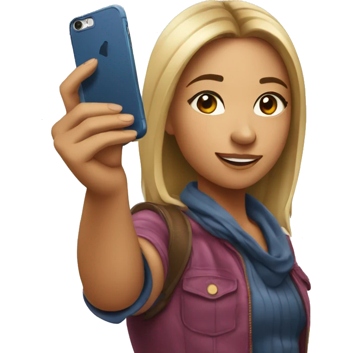 a girl taking a selfie on an iPhone emoji