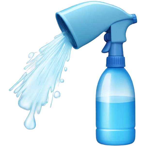 Spray bottle with water squirting out of the nozzle emoji