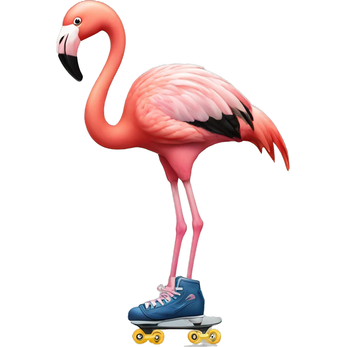 Flamingo on skates emoji
