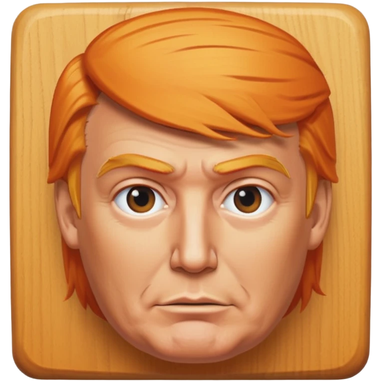 donald trump facial features and hair on a square wooden block emoji
