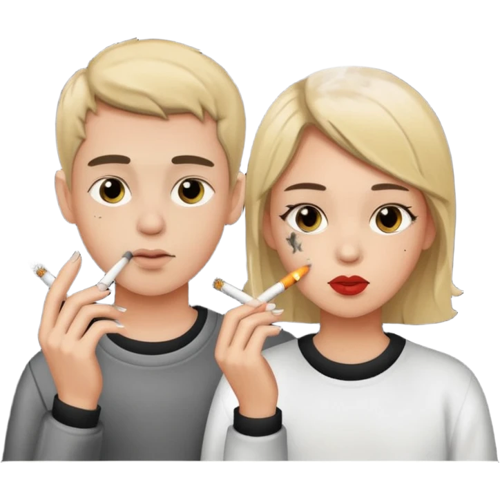 A girl and a boy smoking cigarettes emoji