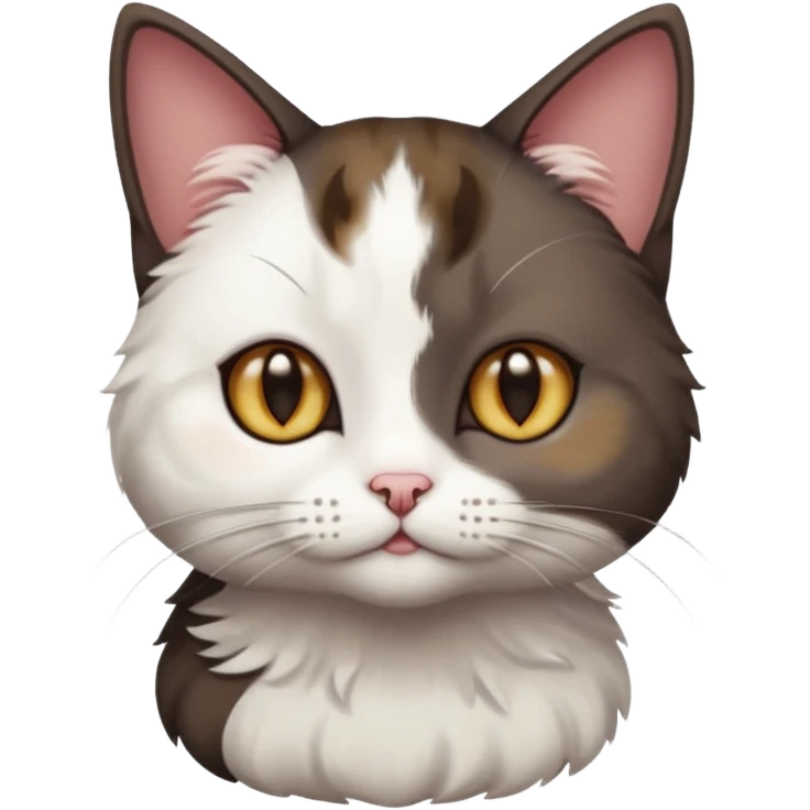 full body small short hair dark brown and white cat with hazel eyes emoji