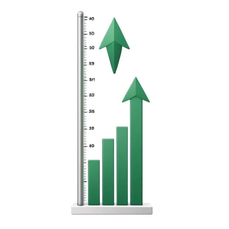 minimalist white growth chart with one dark green arrow pointing up, iOS emoji style, no faces emoji