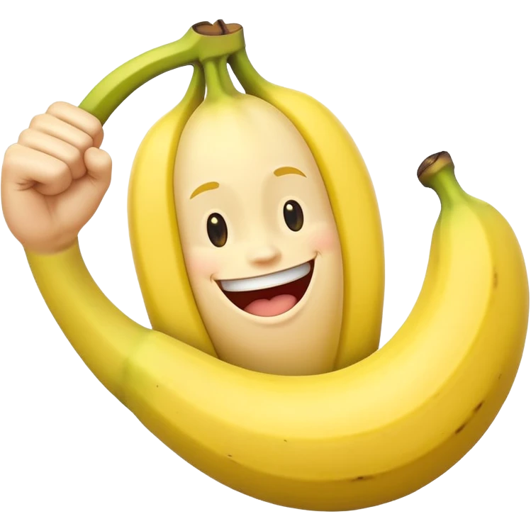 happy banana flexing biceps emoji