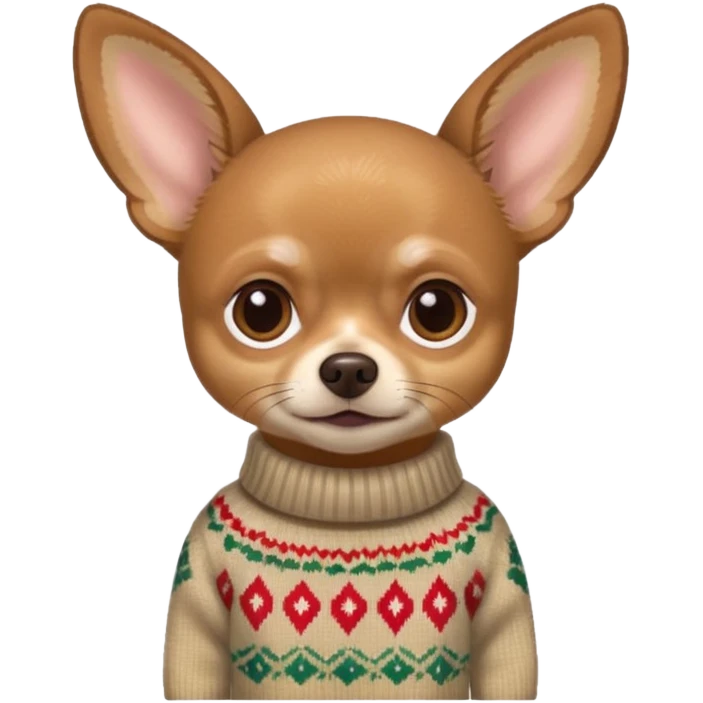 
 deer-head chihuahua sitting wearing a sweater emoji