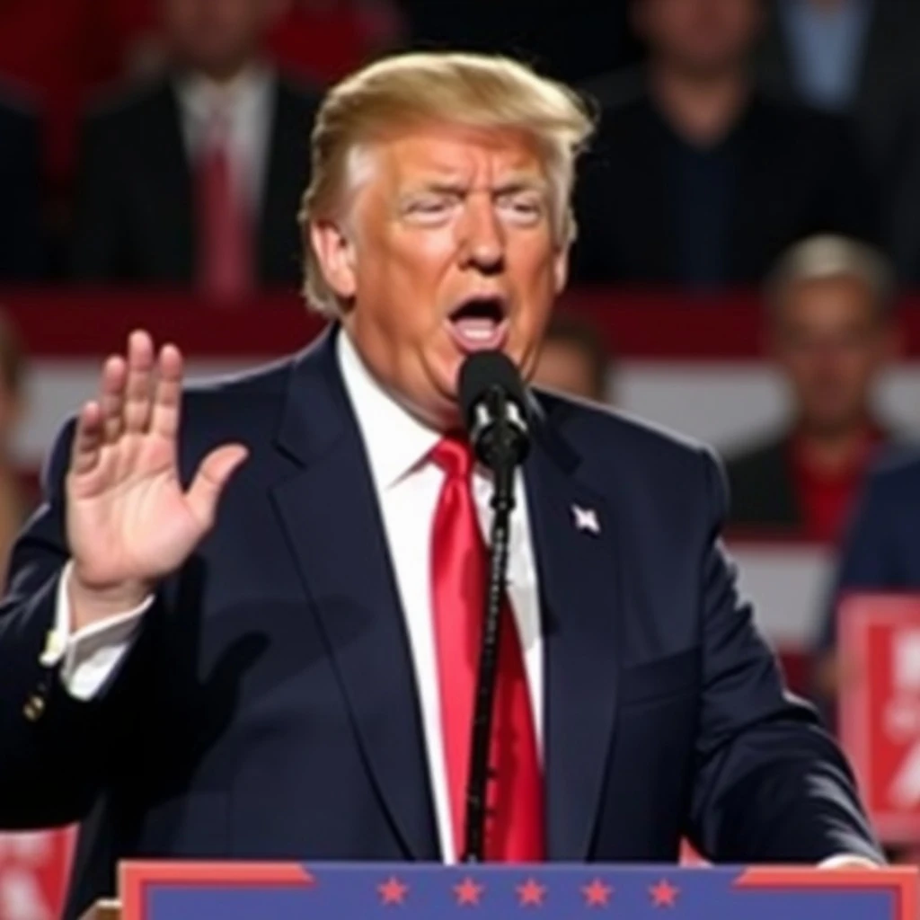 Donald Trump speaking at a rally emoji