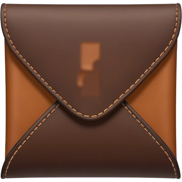 A 3D Apple-style emoji of an industrial leather material, shown as a neatly folded or rolled sheet of dark brown leather with visible texture and stitching details, giving a modern and manufactured look, clean and simple design, no background emoji