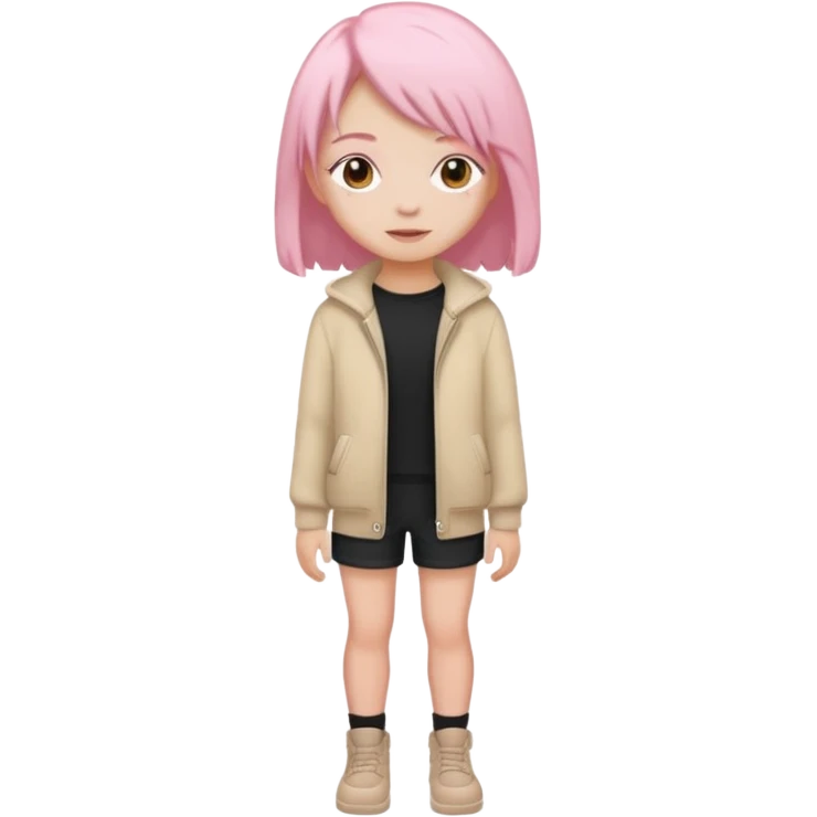 Beige full body hourse with soft pink hair emoji