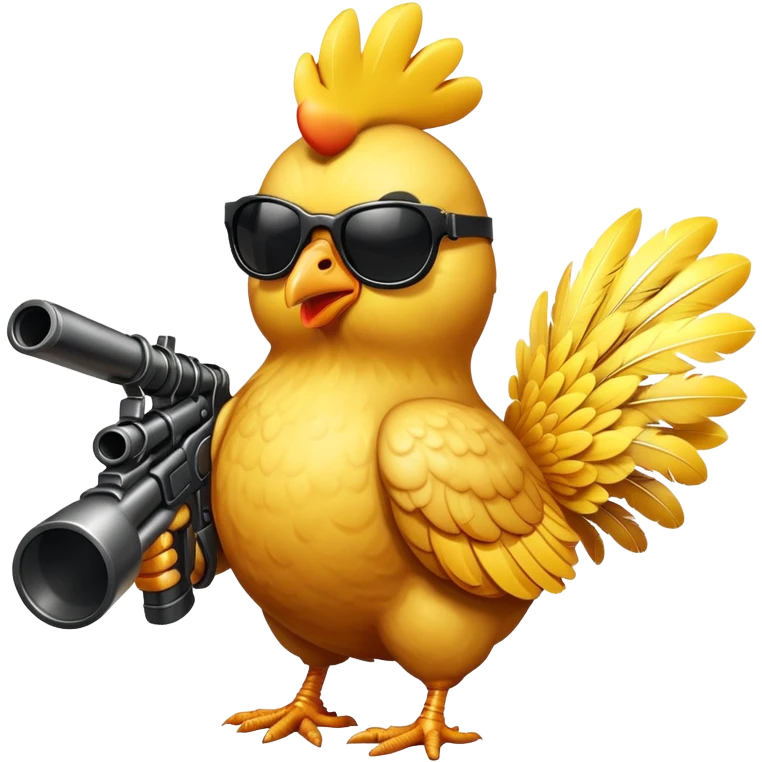CHIKEN WITH MINIGUN AND BLACK GLASEES emoji