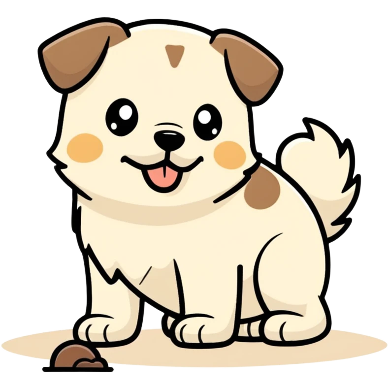 Dog pooping in grass emoji