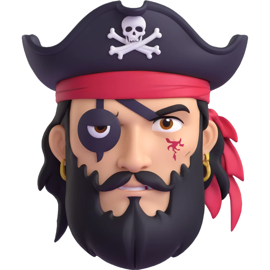 blue eyed pirate with a scar over one eye emoji