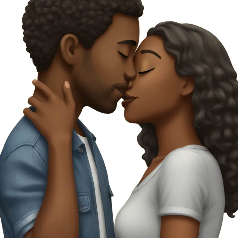 black girl kissing boyfriend  emoji