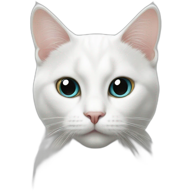 white cat with two big black dots emoji