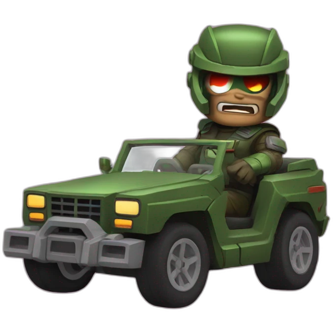 Doomguy in a convertible emoji