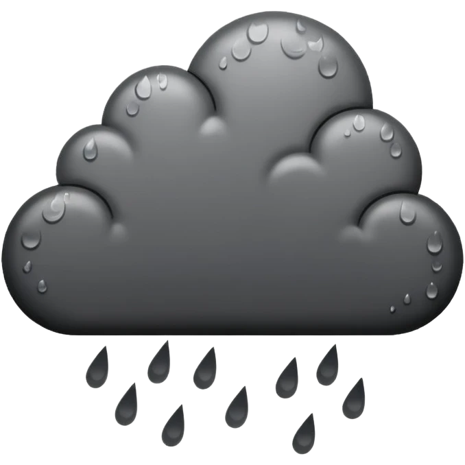 hand drawn rain clouds black and white emoji