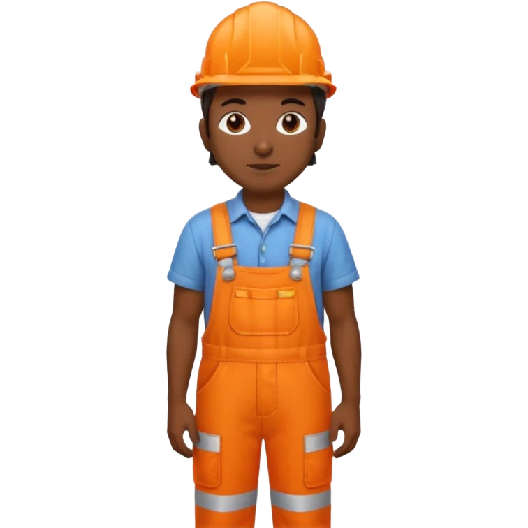indian in orange overalls and orange hard hat standing emoji