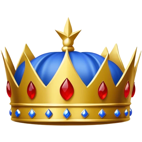 A blue crown on a yellow background with the word "Messiah" in red emoji
