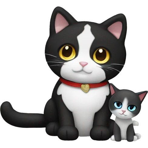 tuxedo cat with lamb plush emoji