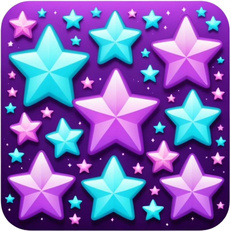 glitter purple and cian stars emoji