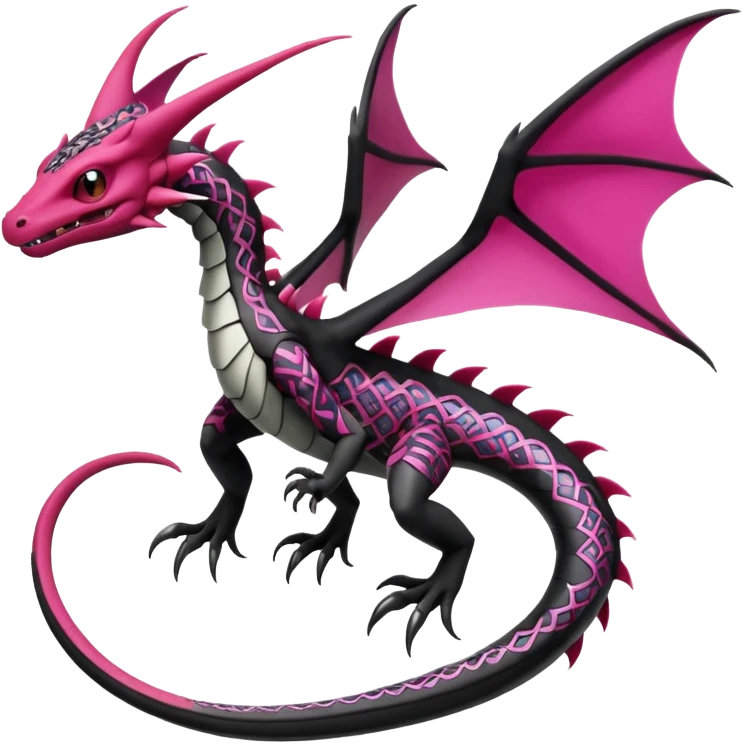 Magenta, black and white Flygon-Gorebyss-Salandit-Gargoyle-Pokémon-Fakémon-creature-fusion-hybrid emoji