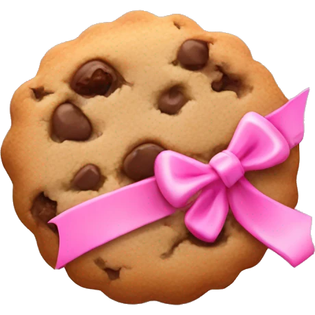 crumble cookie with a cute pink ribbon emoji