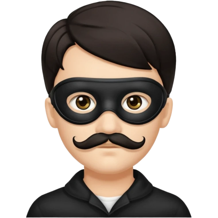 black eye mask with  boy with long mustache emoji