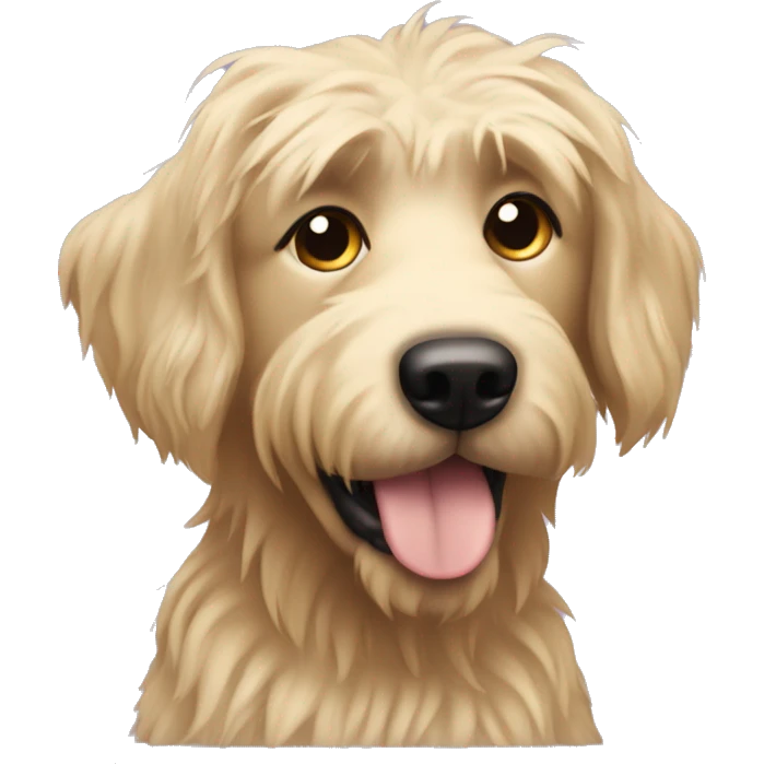 shaggy dog similar to labrador with golden sticking out hair emoji