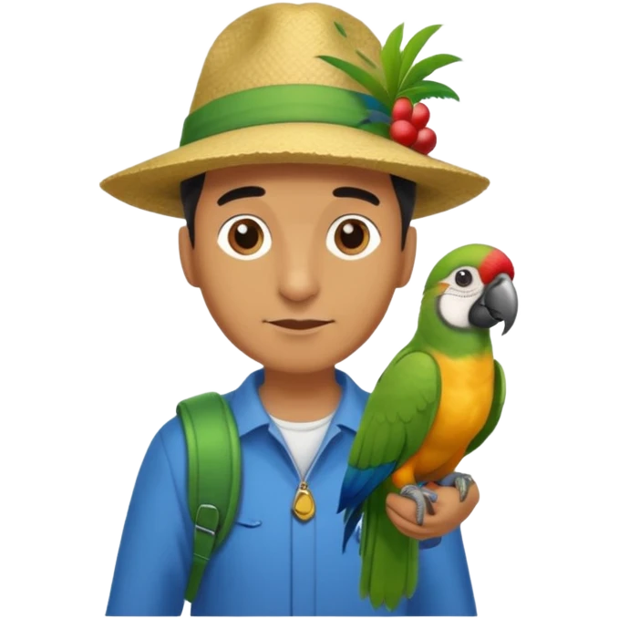 Walker + parrot on shoulder, Pet Walkers. Full body emoji