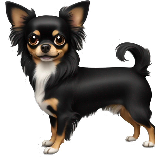Black long haired chihuahua dog emoji