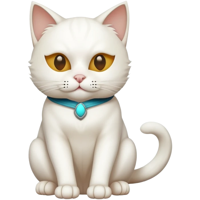 white cat sitting with a mask full body emoji