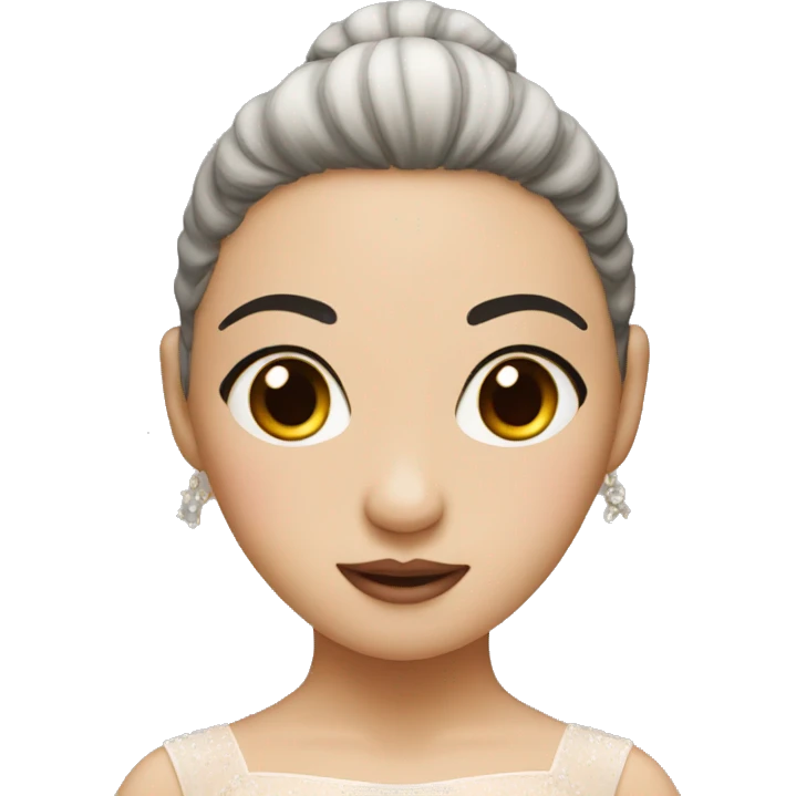 Asian ballerina wth black eyes emoji