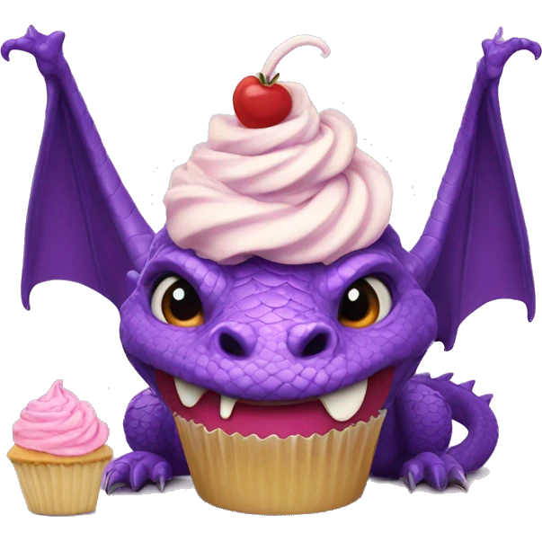 Purple dragon eating a cupcake emoji