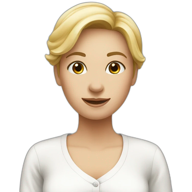 Woman with help clothes (white blouse) saying hello emoji