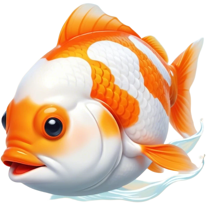 Meme-Worthy Cute Sleeping Orange and White Goldfish Portrait Emoji, Head resting peacefully with a contented smile, showcasing a streamlined, graceful body with a luxuriously soft blend of orange and white, eyes closed in a serene, floating nap, Simplified yet hilariously adorable features, highly detailed, glowing with a soft, drowsy light, high shine, relaxed and utterly lovable, stylized with an air of playful laziness, bright and heartwarming, soft glowing outline, capturing the essence of a comically sleepy goldfish, so meme-worthy it feels like it could instantly become the next viral sensation of adorable slumber! emoji