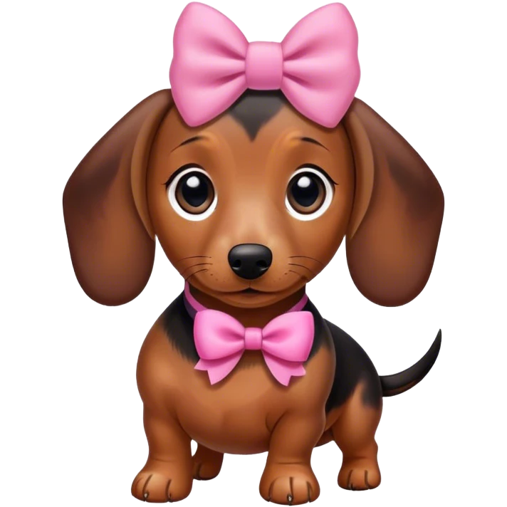 dachshund with a pink bow emoji