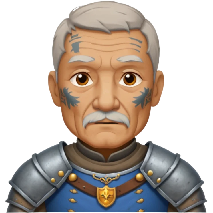 elderly tattooed knight, tattooed shoulder emoji