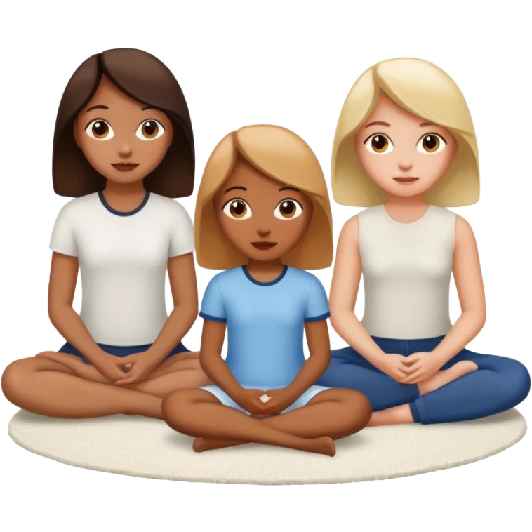 3 girls sitting on a white rug emoji