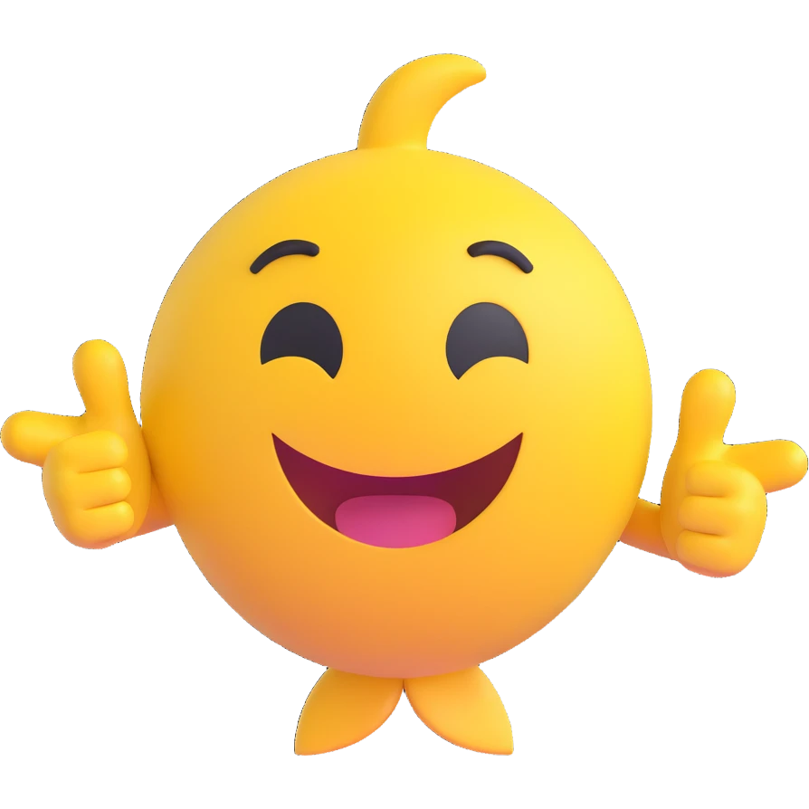 A classic yellow round emoji-style face using both hands to point at itself, with a proud or playful expression. The gesture clearly means "me" or "myself". Simple cartoon style on a clean background emoji