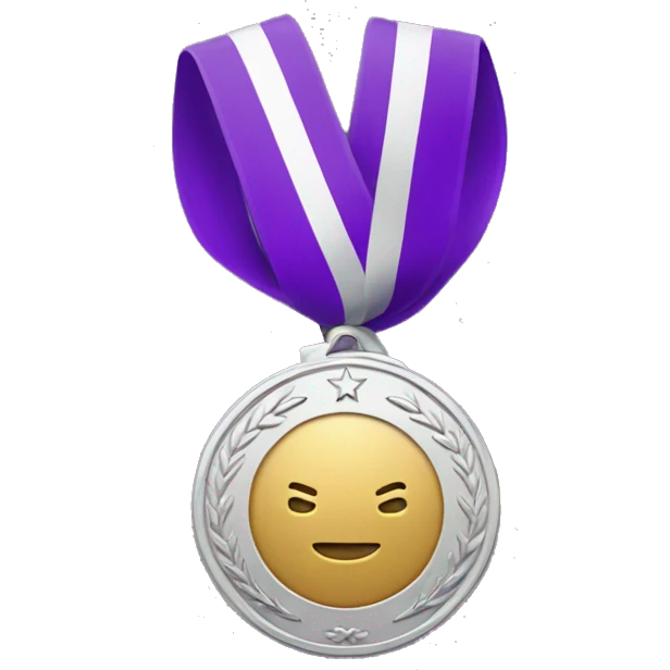 silver medal with purple ribbon emoji