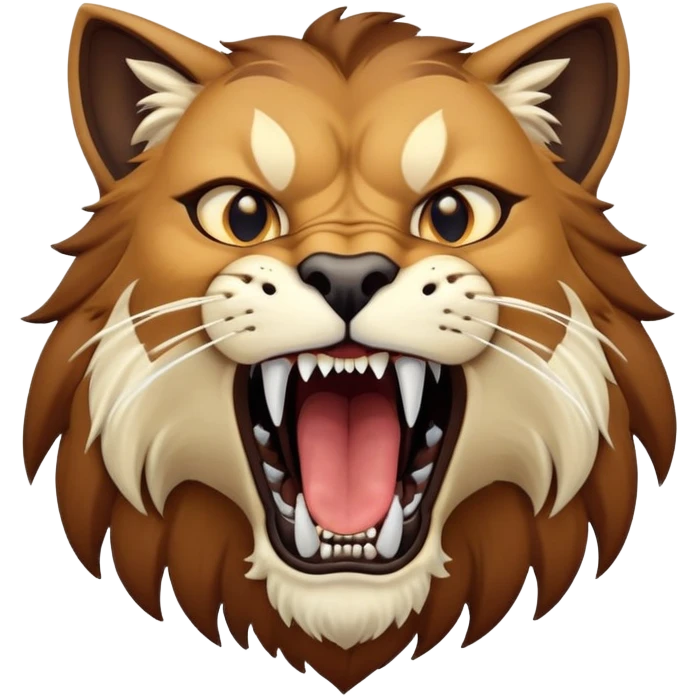 saber-toothed cat with extremely long, exaggerated canine teeth extending far beyond the jaw emoji